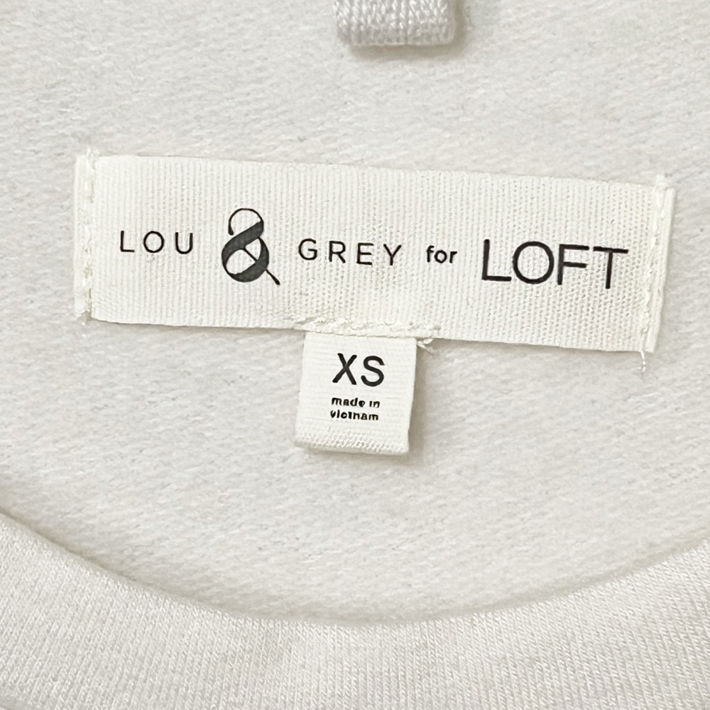 [Lou & Grey] Cream Dolman Crop Fleece Top Oversized Casual Crewneck Size XSmall - Picture 5 of 8